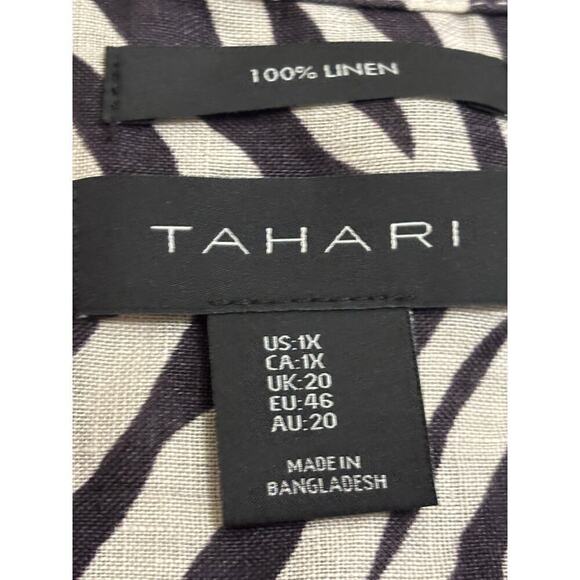 Tahari black/gray animal print button front tunic, 1X, layering, lagenlook - Picture 5 of 5